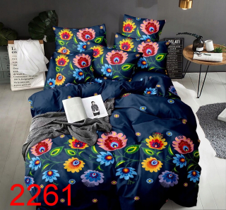 Kompletný set posteľných obliečok - Sada posteľnej bavlny 160x200 łowicz Navy Blue
