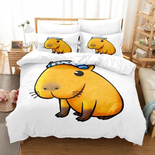 Kompletný set posteľných obliečok - Kawaii kapibary posteľná posteľná sada plef do postele