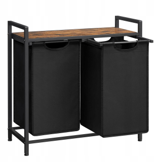 Kôš na bielizeň - Kôš na pranie pre segregáciu vintage s kovovou poličkou