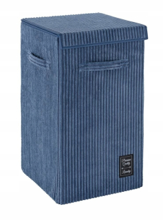 Kôš na bielizeň - Wash Basket Navy Blue Corduroy Cora 63L Wenko