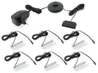 Osvetlenie nábytku - KPLE KPL.6X LED PVC CLIP pre sklenenú poličku +napájanie