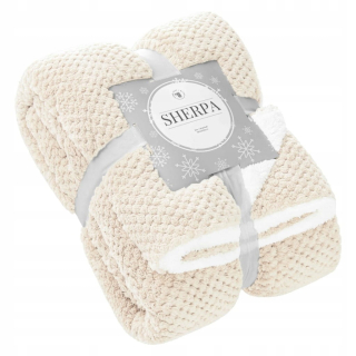 Prikrývka, prehozy na posteľ - Krémová mikrovlákna prikrývka Sherpa Lamb 150x200