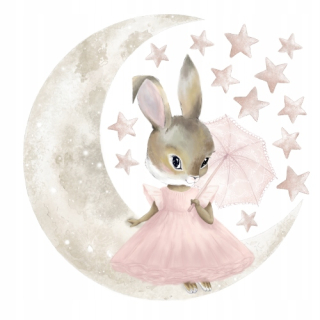 Bunny na mesačnej hviezdy Veľkosť nálepky