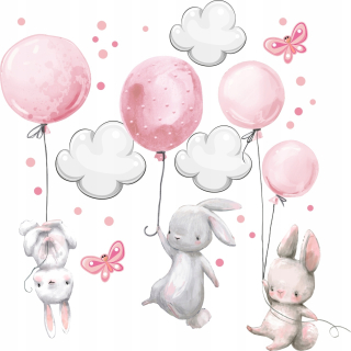 Destké samolepky - Bunny Balloons nálepky pre stenu 50x100 cm