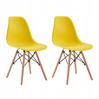 Stolička do obývačky - DSW stolička moderná kancelária žltá 2 ks set