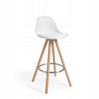 Barová stolička do kuchyne - Kave Home Stool Slad White and Buk Wood