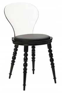 Kuchynská, jedálenská stolička - Kráľovská domáca stolička Slip Black Transparent Ecoskóra