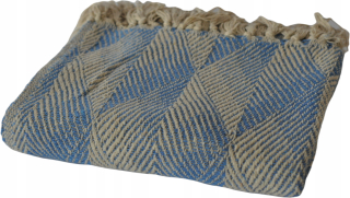Prikrývka, prehozy na posteľ - Prikrývka 130x160 Geometric Plaid boho ombre modrá