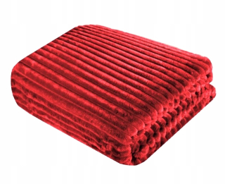 Prikrývka, prehozy na posteľ - Červená prikrývka 160x200 Skladáre pásy mäkké hrubé