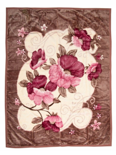 Prikrývka, prehozy na posteľ - Prikrývka Elway 160x210 Kvety hrubý akryl 560 g/m2