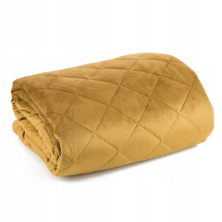 Prikrývka, prehozy na posteľ - Čierna prikrývka prešívaná bubna 220x240 zlato