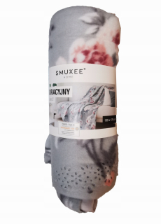 Prikrývka, prehozy na posteľ - Prikrývka Slekee Polyester 170 x 130 cm šedá s kvetmi