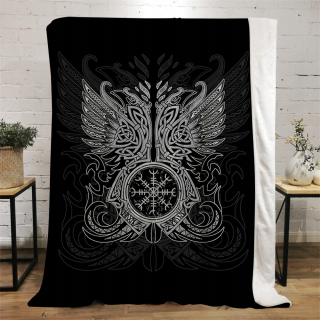 Prikrývka, prehozy na posteľ - Vikingová prikrývka symbol Viking vták flanel prikrývka 3D C