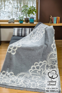 Prikrývka, prehozy na posteľ - Bavlnko-akrylová prikrývka 150x200 šedá, ekri