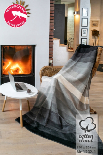 Prikrývka, prehozy na posteľ - Bavlnená prikrývka 150x200 sivé pásy bavlnené oblak