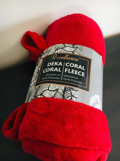 Prikrývka, prehozy na posteľ - Červená prikrývka 150x200 Fluffy Coral Soft Table