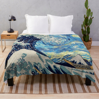Prikrývka, prehozy na posteľ - Prikrývka Starry Night Vincent Van Gogh vytlačená