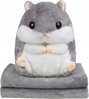 Prikrývka, prehozy na posteľ - Deka a vankúš 3v1 Milli Hamster pléd