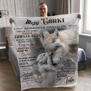 Prikrývka, prehozy na posteľ - Otcaova prikrývka pre dcéru - nadýchaný malý vlk