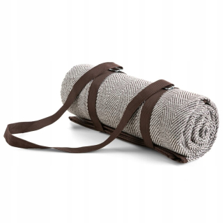 Prikrývka, prehozy na posteľ - Pikniková prikrývka 130x145 hnedý kľukatý