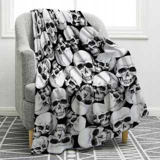 Prikrývka, prehozy na posteľ - Cukorové prikrývky na halloweenskú lebku.