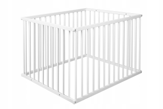 Ohrádka pre deti - 80x100 cm playpen, drevené, biele, 4x rebríky