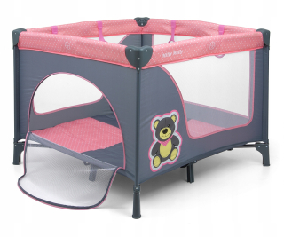 Ohrádka pre deti - Zábavný ružový medveď Playpen