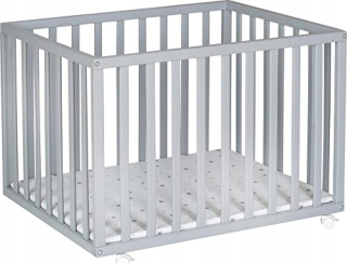 Ohrádka pre deti - Škrubina Playpen na kolieskach, lakovaná taupe farba