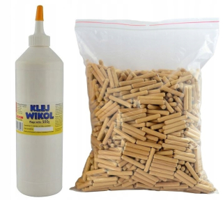 Nábytkové kolíky - Drevené kolíky kolíka 6x35 mm 0,5 kg + lepidla wikolu