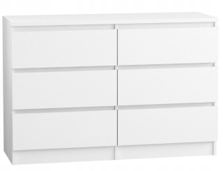 Komoda do obývačky - Kufrík na hrudi 120 cm 6 zásuviek biele