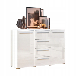 Komoda do študenskej izby - Zásuvky 130 cm zásuvky na nábytok biely lesklý salón