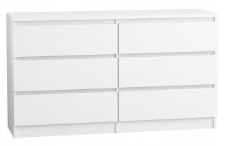 Komoda do obývačky - Kúzačka 140 cm 6 zásuviek biela