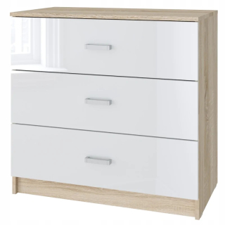 Komoda do detskej izby - Zásuvky 3S Basic 80x77x40cm Sonoma/White Gloss