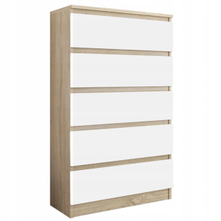 Komoda do obývačky - Kurička na hrudi 5 zásuviek veľké 70 cm rr-5 mix Sonoma White