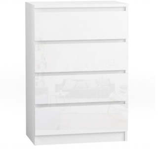 Komoda do obývačky - Kúzačka 60 cm 4 zásuvky biele predné lesk