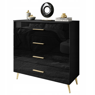 Komoda do študenskej izby - Aura Dresser zvláda čierne lesklé zlaté nohy
