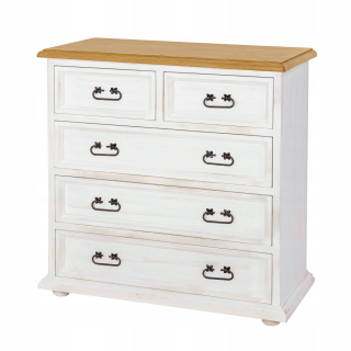 Komoda do detskej izby - Biele poschodové posteľ 90x200 kov s matracmi