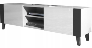 Skrinka pod TV - Zásuvka RTV skrinka 160 cm biela + lesk na nohách