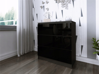 Komoda do študenskej izby - Šatník so zrkadlom 100x200x58 cm - čierna / biela