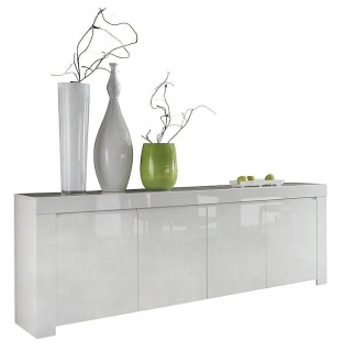 Komoda do obývačky - Biela zásuvka vysoký lesk 210 cm amelia