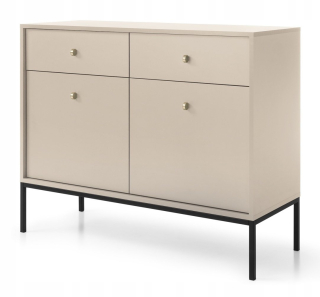 Komoda do obývačky - Dvojto dvere 104 cm mono hrudník zásuviek s béžovými zásuvkami