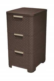 Komoda do detskej izby - Plastový stojan na curver - 3 zásuvky bronz