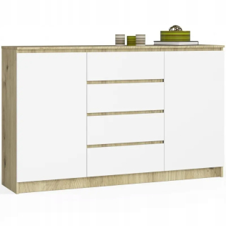 Komoda do obývačky - Kuchárka Salon 160 Artisan Biała 4 zásuvky 2 dvere