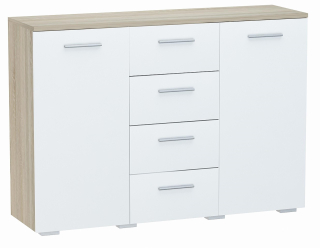 Komoda do obývačky - Skrinka na komoda Helena 120 cm 2d4s White-Sonoma