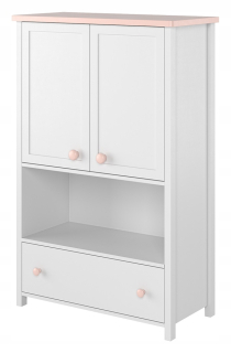 Komoda do študenskej izby - High Dresser Luna 2d1s White + Pink Lenart