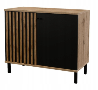 Komoda do detskej izby - Kúzačka s lamellas 100 cm London 2 Oak Wotan/Black