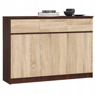 Komoda do študenskej izby - Kúzačka so zásuvkami so zásuvkami 140 Wenge Sonoma 3 zásuvky