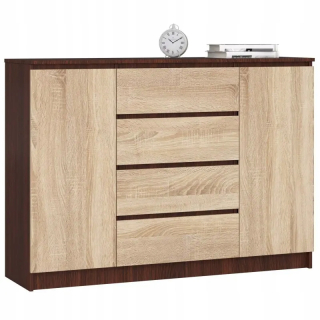 Komoda do študenskej izby - Hrudník zásuviek so zásuvkami 140 wenge Sonoma 4 zásuvky