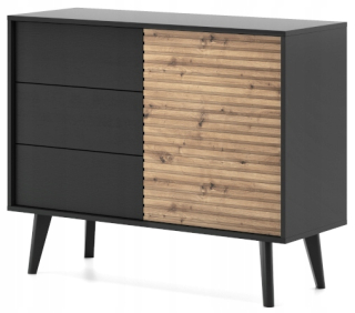 Komoda do obývačky - RTV Cabinet Loft 160 Craft Gold/ Czranny Mat Rám