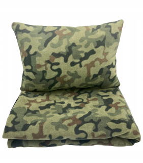 Prikrývka, prehozy na posteľ - Sada prikrývok vankúša camo polárna hrubá 400 g 150x200